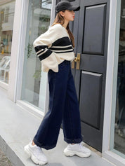 Kotty Navy Blue Women Jean Straight Fit High-Rise Stretchable Jeans