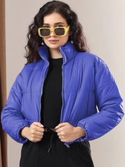 Kotty Women Mock Collar Solid Casual Insulator Puffer Jacket