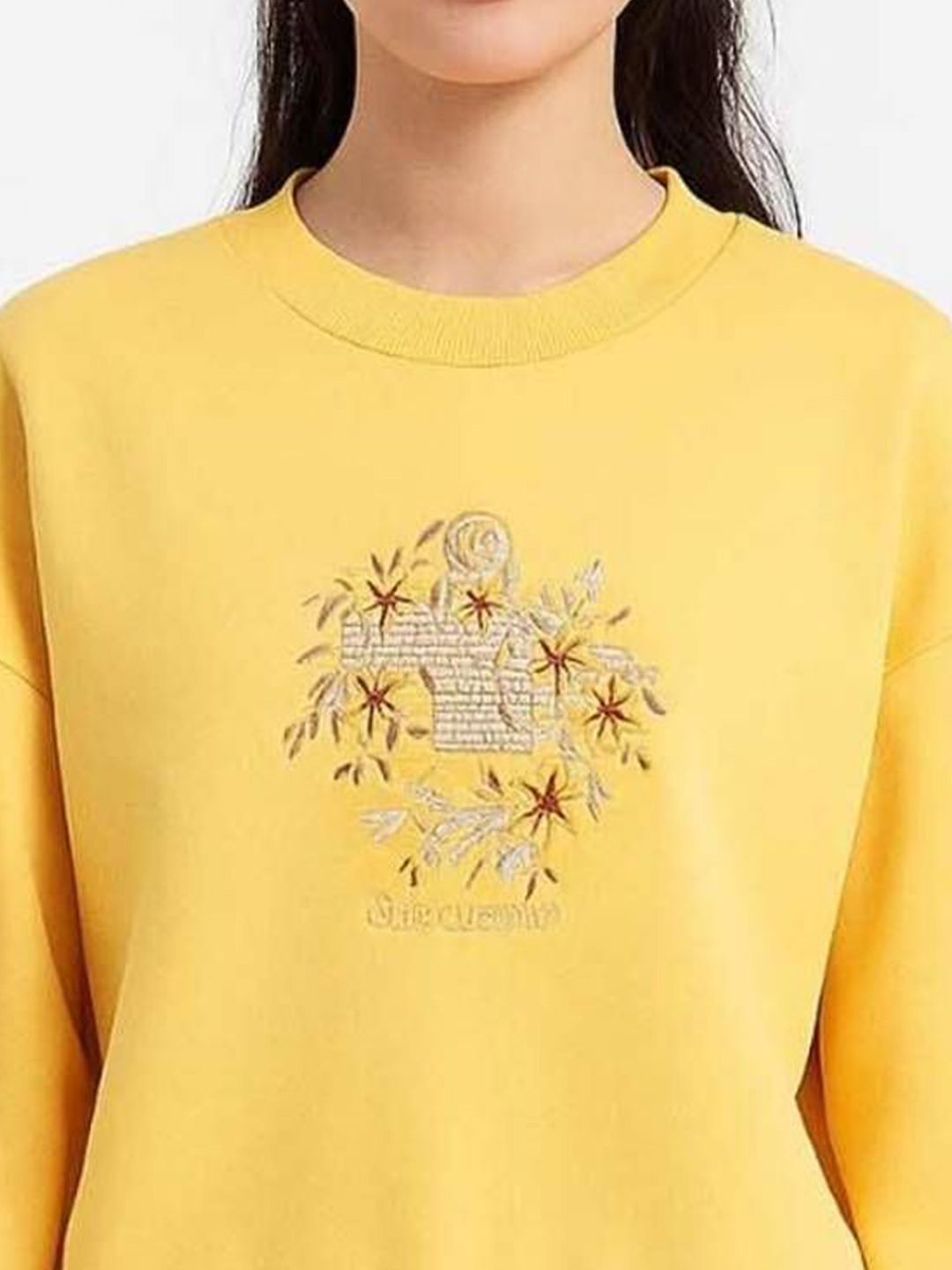 Kotty Women Floral Embroidered Full Sleeve Sweatshirt