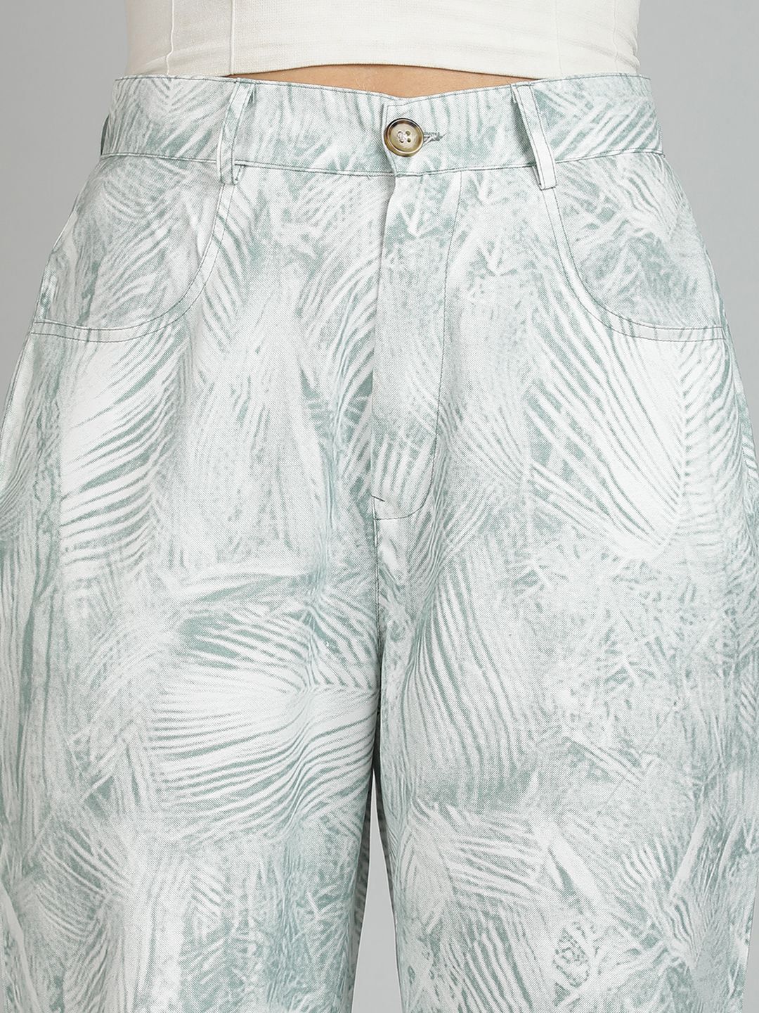 Kotty Women Abstract Printed Straight Fit High-Rise Trousers