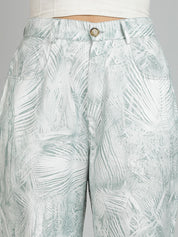 Kotty Women Abstract Printed Straight Fit High-Rise Trousers