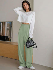 Kotty Women Relaxed Straight Leg Straight Fit High-Rise Easy Wash Trousers