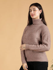 Kotty Women Cotton Turtle Neck Long Sleeves Pullover Sweaters