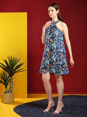 Kotty Print Halter Neck A-Line Dress