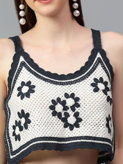 Kotty Women Self Design Scoop Neck Cotton Top