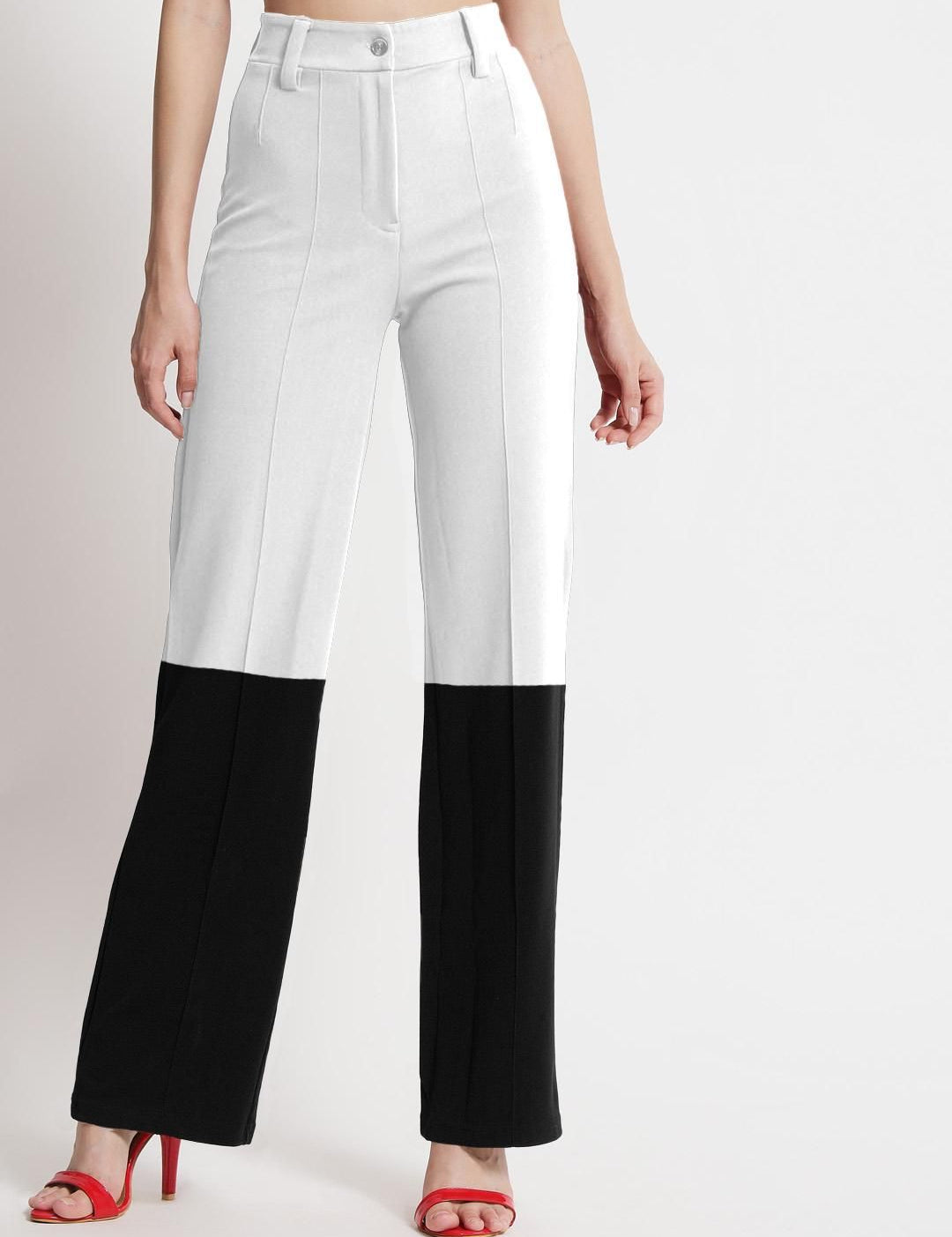 Kotty Women Colourblocked High-Rise Pleated Regular Trousers