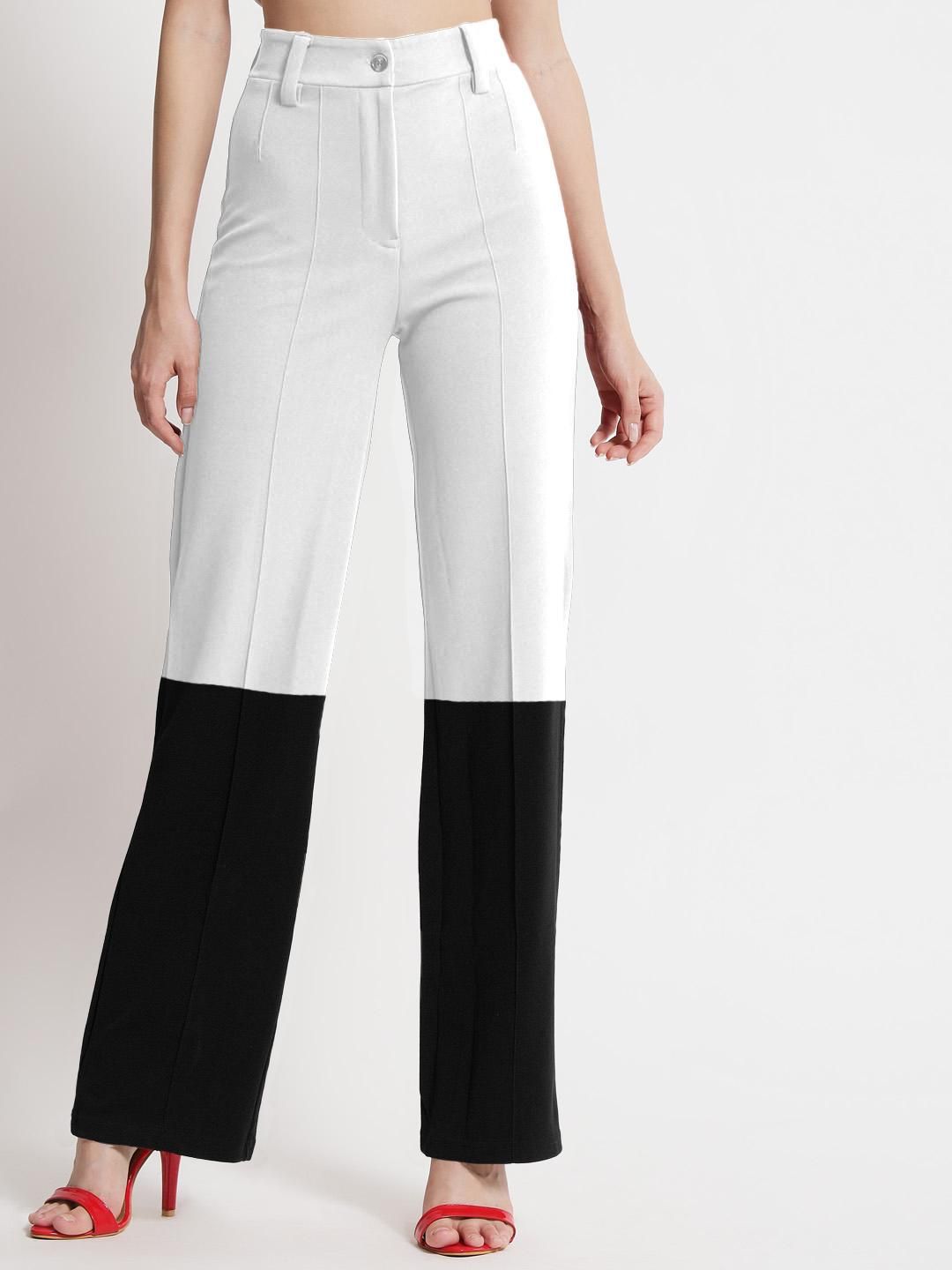 Kotty Women Colourblocked High-Rise Pleated Regular Trousers
