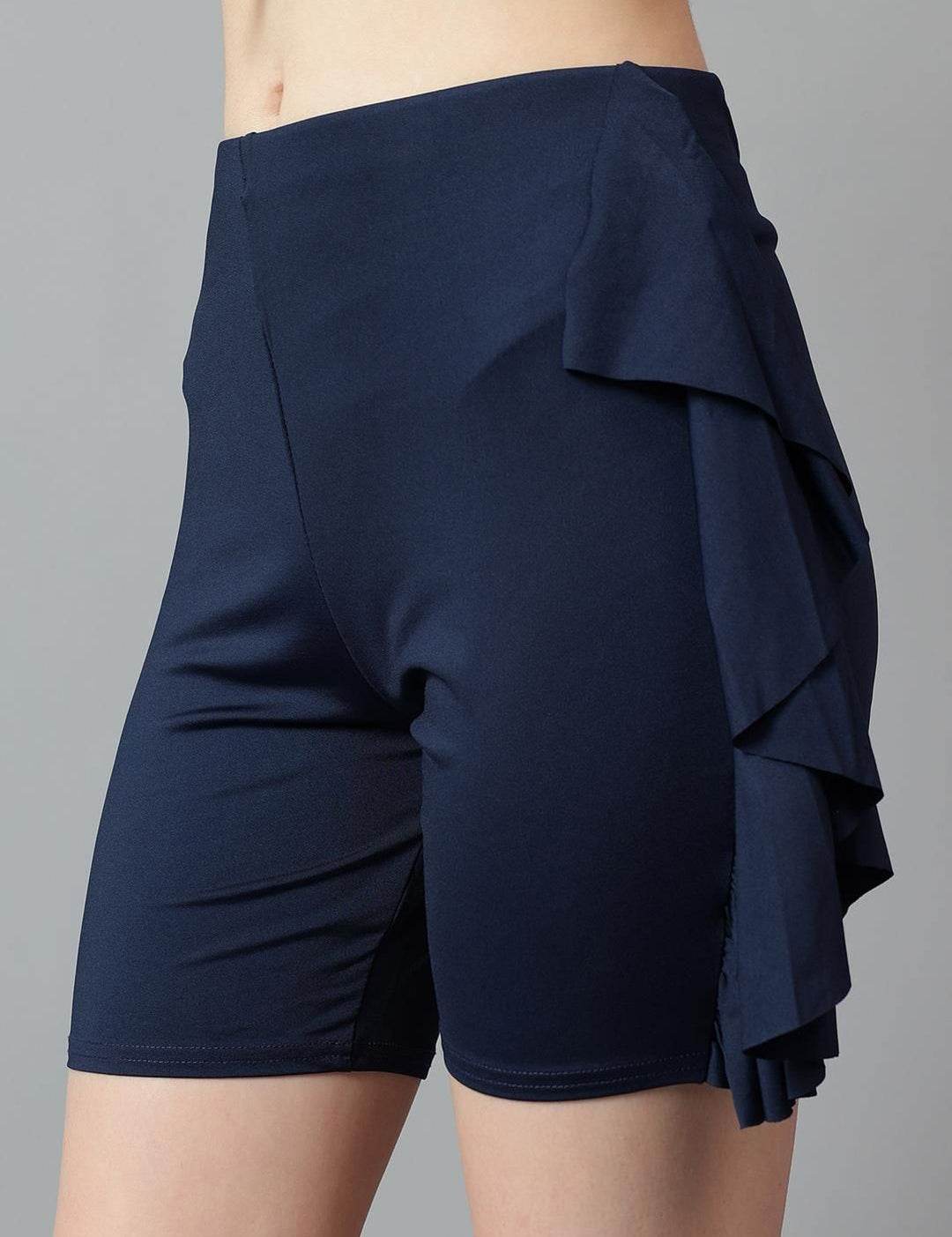 Kotty Navy Blue V-Neck Sleeveless Top With Short