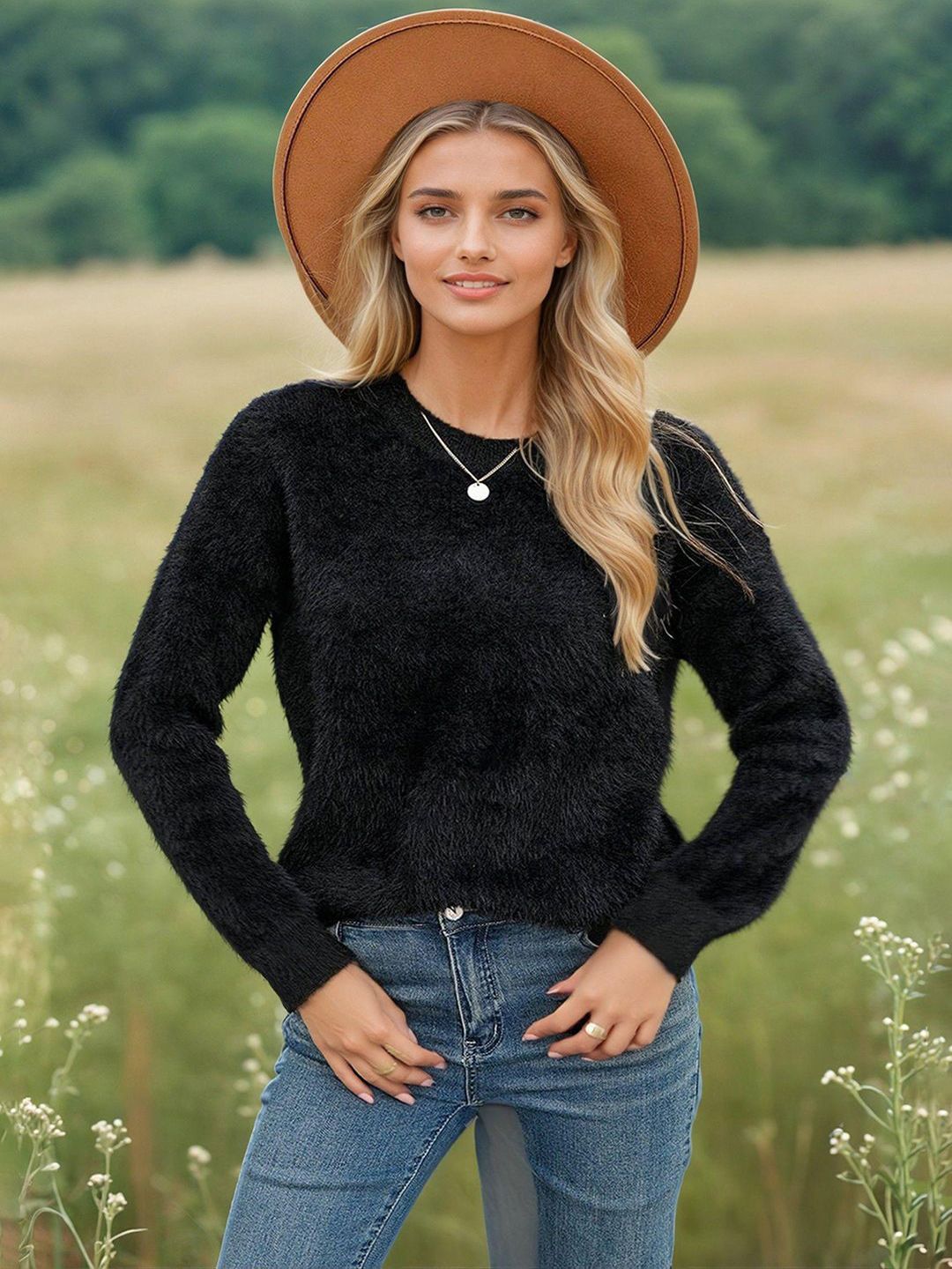 Kotty Women Round Neck Long Sleeves Pullover Sweater