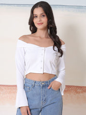 Kotty Women Solid Off-Shoulder Bardot Top
