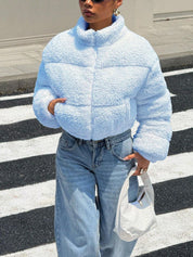 Kotty Women Mock Collar Self Design Open Front Jacket