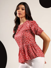 Kotty Women Floral Print Puff Sleeve Top