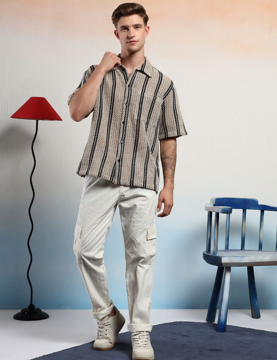 Kotty Men Striped Casual Shirt