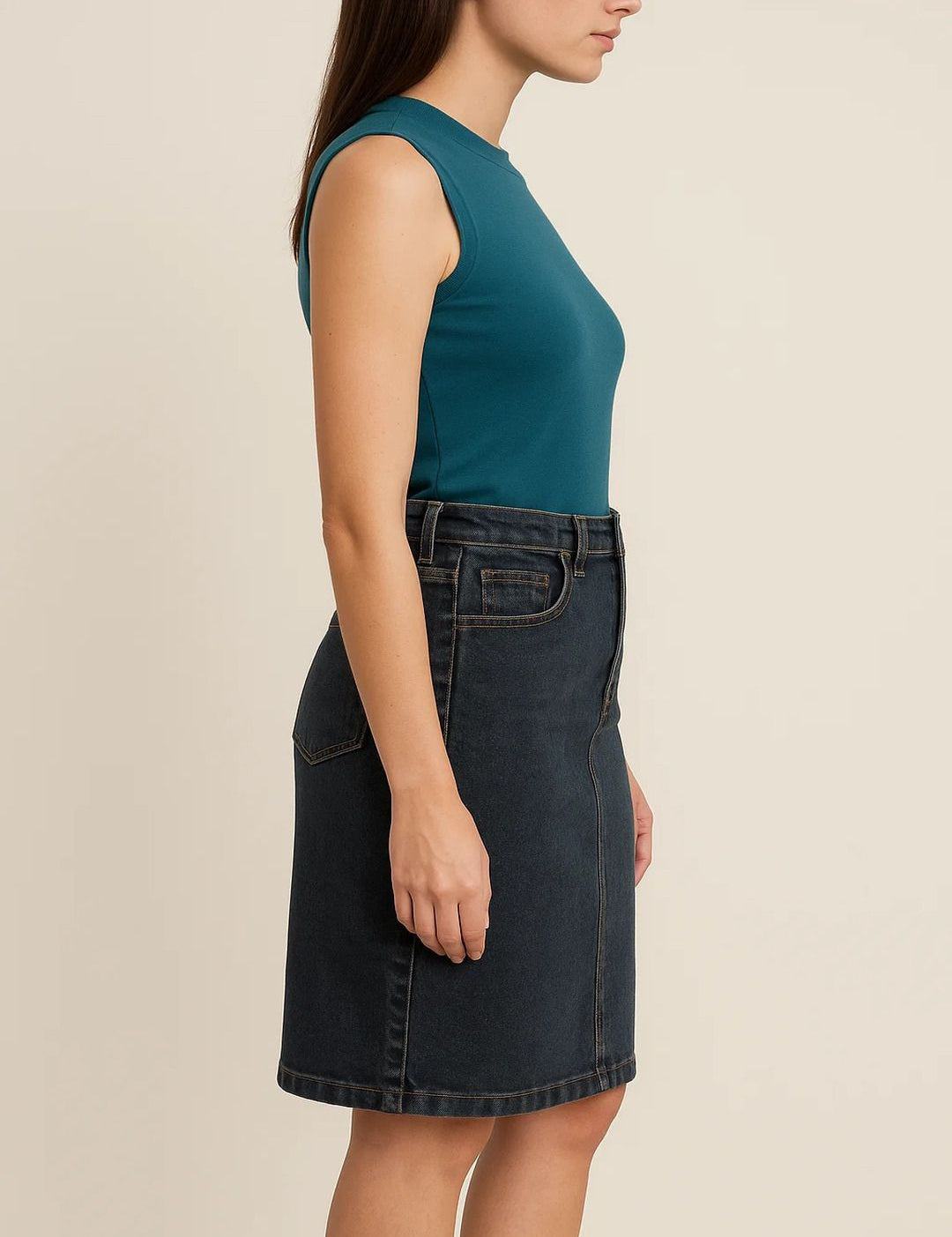 Kotty High-Rise Denim Pencil Knee-Length Skirt