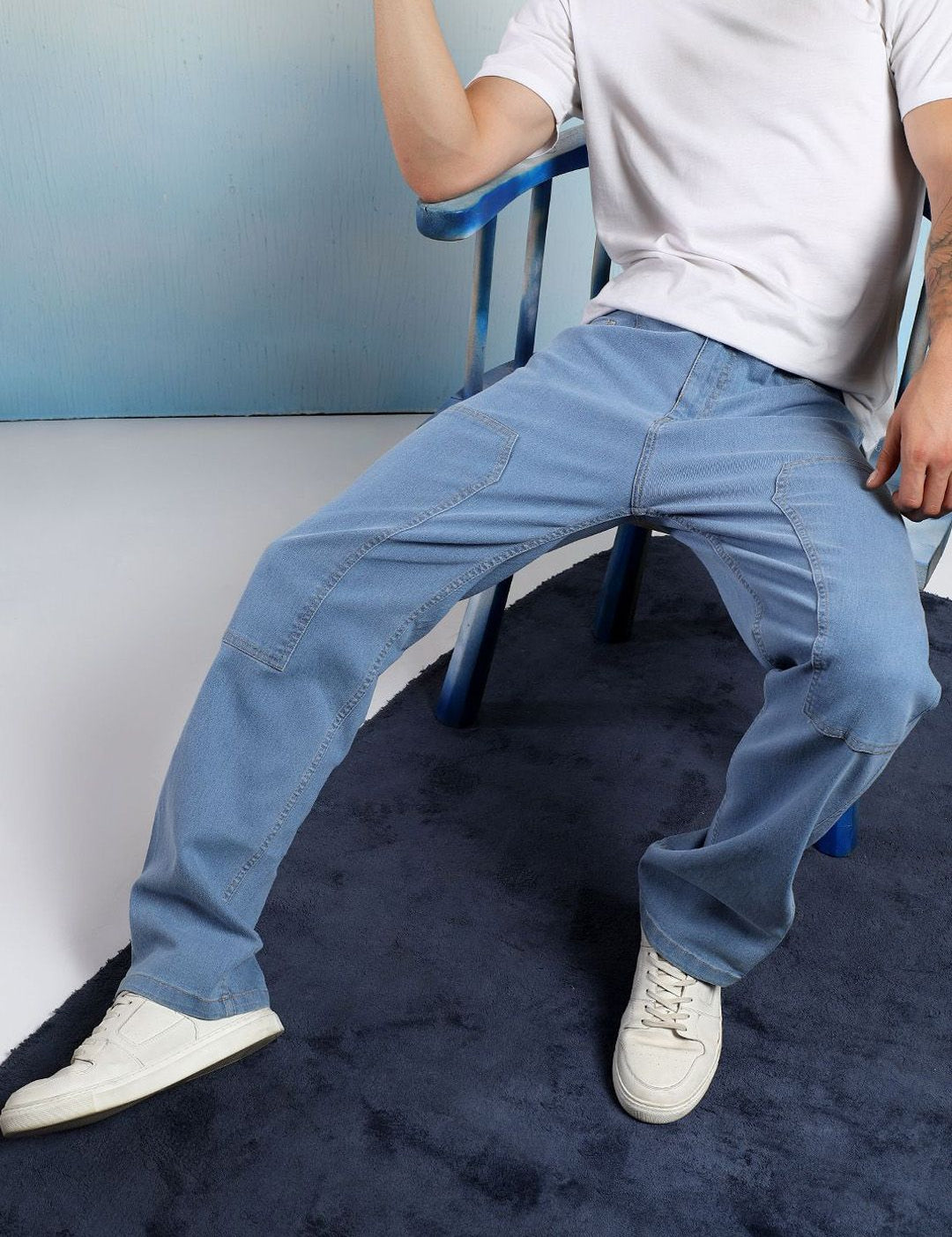 Kotty Men Low-Rise Wrinkle Free Pleated Cargos Trousers