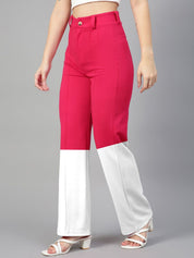 Kotty Women Colourblocked High-Rise Easy Wash Trousers