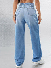 Kotty Women Straight Fit High-Rise Slash Knee Stretchable Jeans