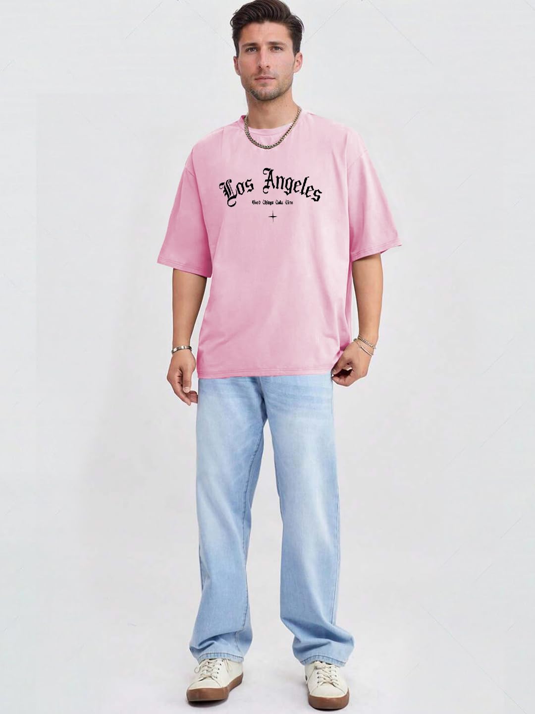 Kotty Men Printed Drop-Shoulder Sleeves T-shirt