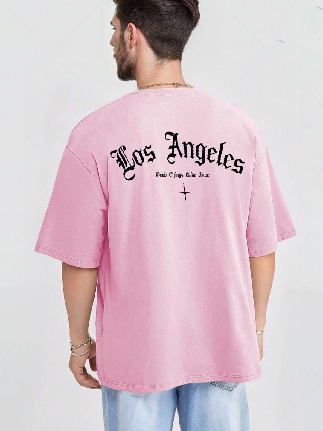 Kotty Men Printed Drop-Shoulder Sleeves T-shirt