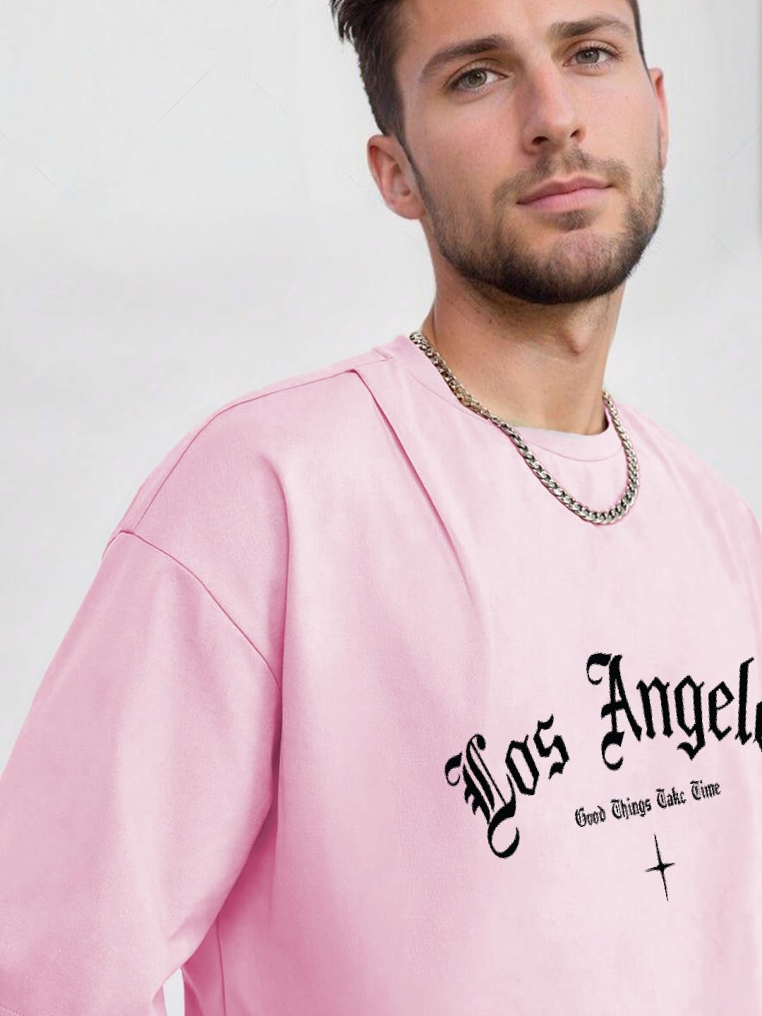 Kotty Men Printed Drop-Shoulder Sleeves T-shirt