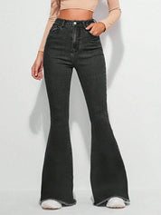 KOTTY  Women Boot-Leg High Rise Black Jeans