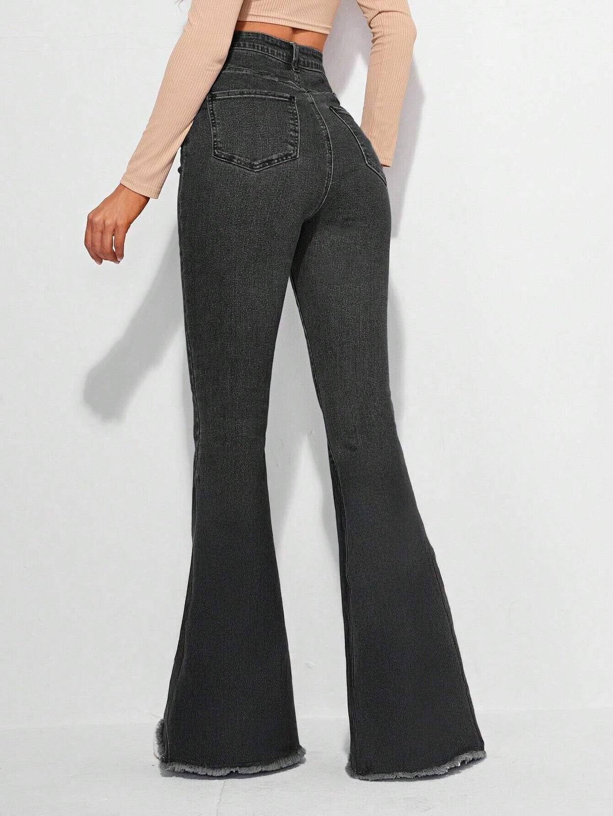 KOTTY  Women Boot-Leg High Rise Black Jeans