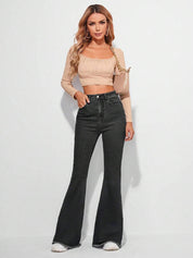 KOTTY  Women Boot-Leg High Rise Black Jeans