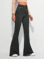 KOTTY  Women Boot-Leg High Rise Black Jeans