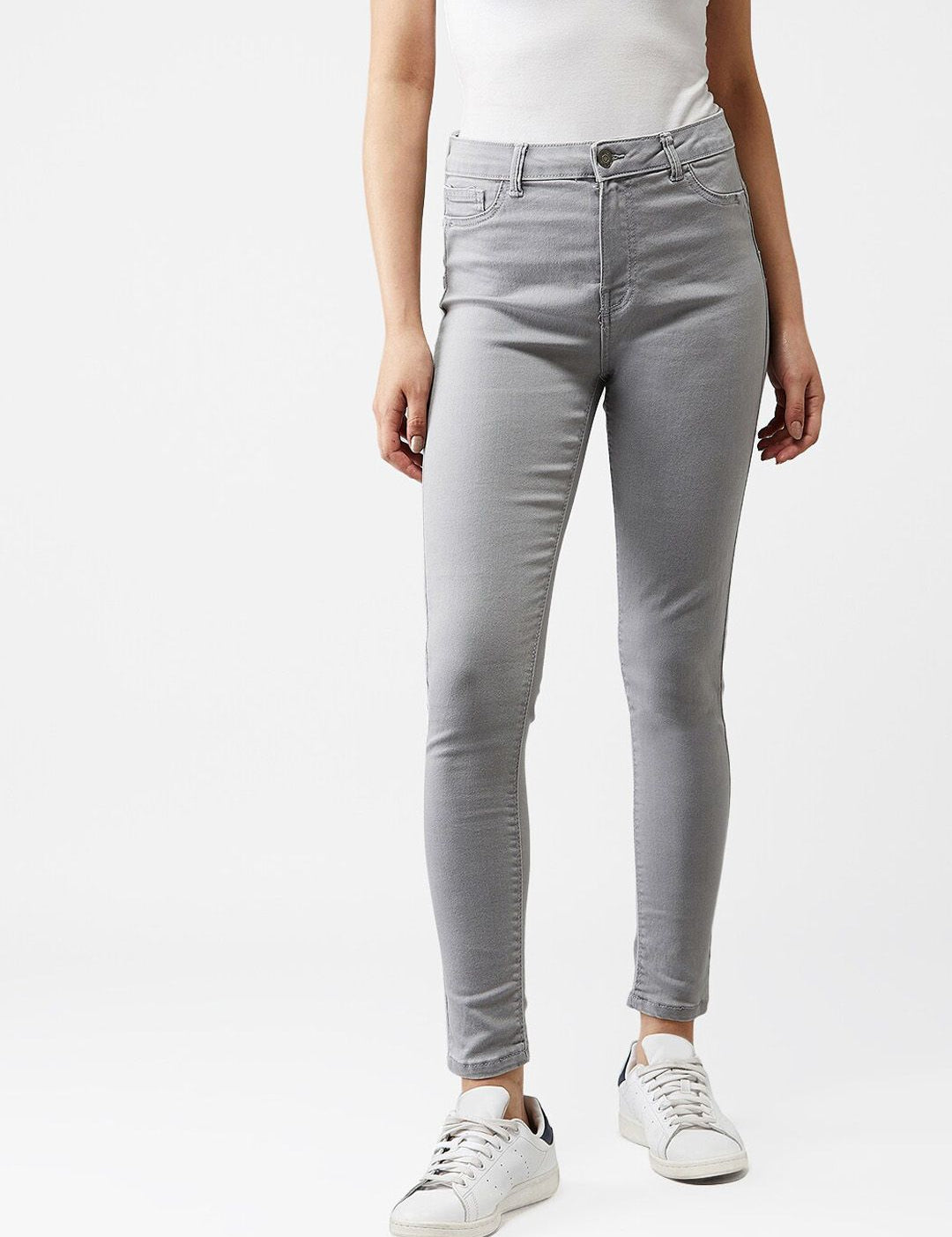 Kotty Women Grey Skinny Fit High-Rise Clean Look Jeans