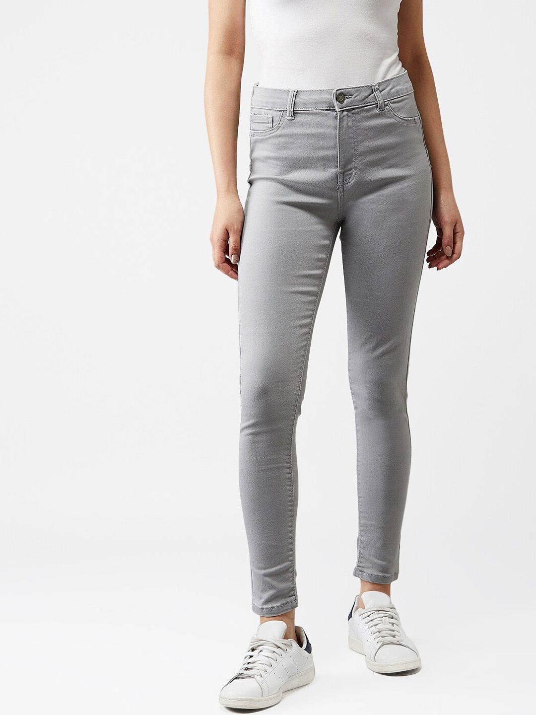 Kotty Women Grey Skinny Fit High-Rise Clean Look Jeans