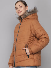 Kotty Women Brown Hooded Parka Jacket