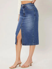 Kotty Front Slit Pencil Midi Skirt