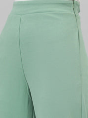 Kotty Green Collarless Long Sleeves Blazer With Trousers