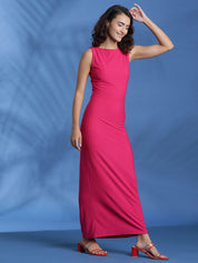 Stylecast X KOTTY Basics Pink Boat Neck Maxi Dress