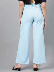 KOTTY BIZwear Women Blue Relaxed Straight Leg Fit High-Rise Easy Wash Parallel Trousers