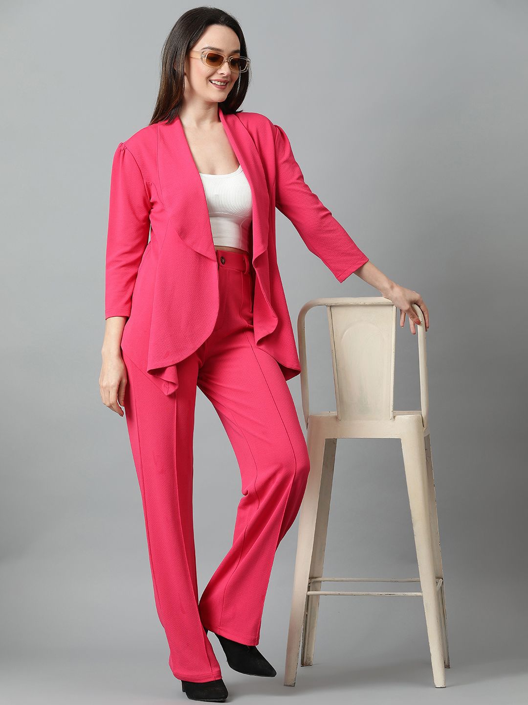 Kotty Pink Shawl Neck Blazer & Trousers