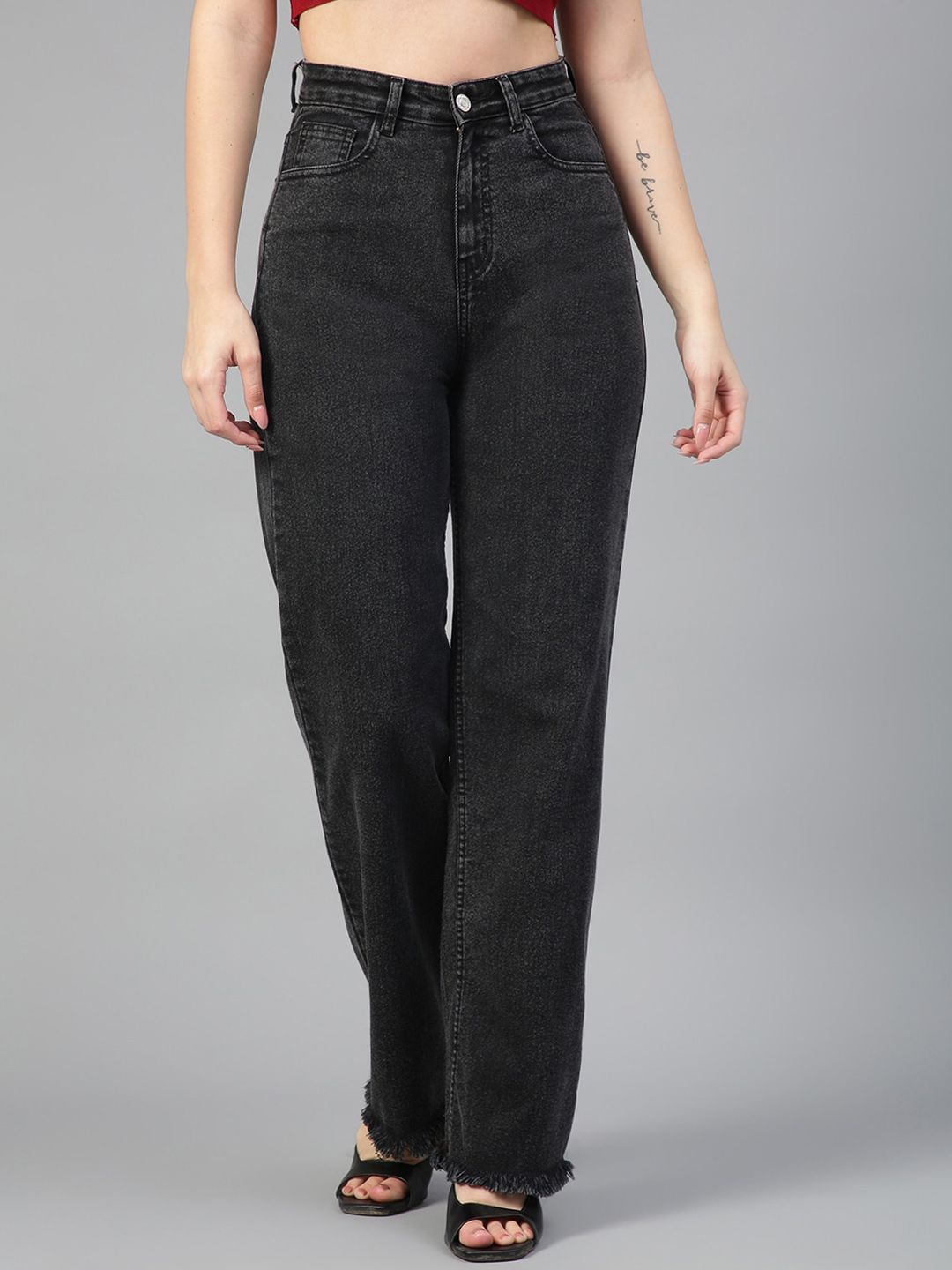 Kotty Women Jean Straight Fit High-Rise Light Fade Stretchable Jeans