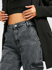 Kotty Women Grey Jean Straight Fit High-Rise Heavy Fade Stretchable Jeans