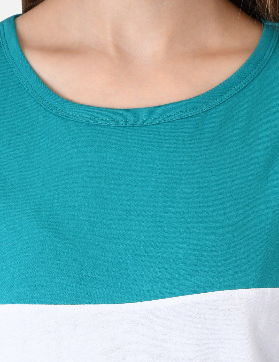 Kotty Women Blue Colourblocked Round Neck T-shirt