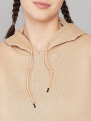 Kotty Women Beige Solid Sweatshirt With Sweatpant