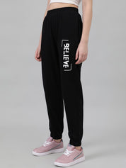 Kotty Women Typography Printed Relaxed-Fit Mid-Rise Joggers