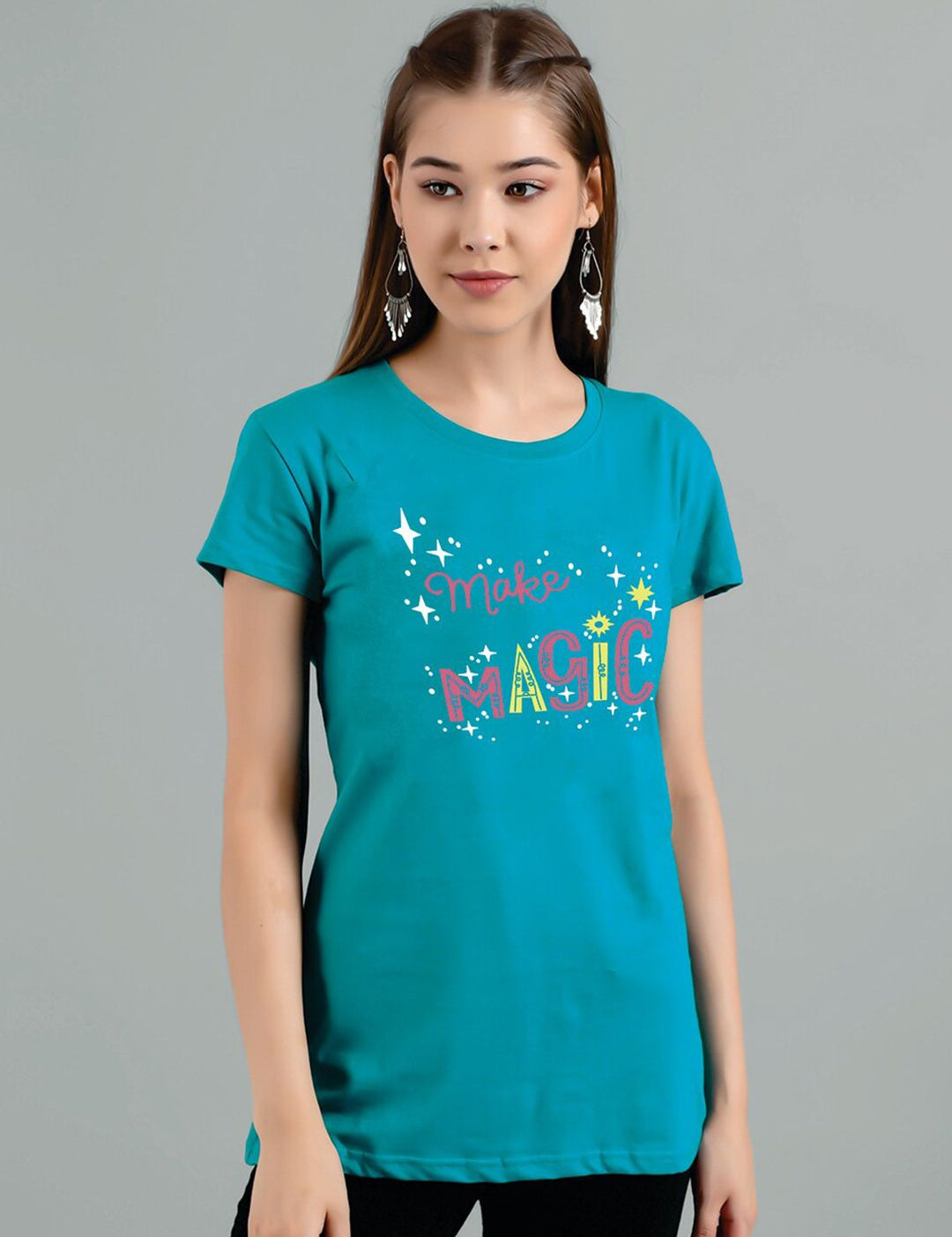 Kotty Typography Printed Cotton T-shirt