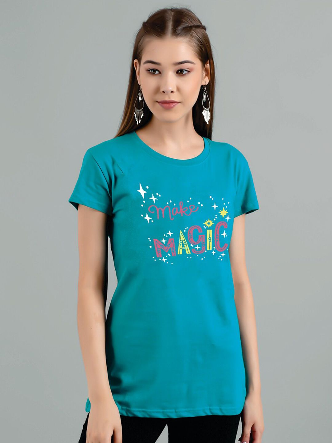 Kotty Typography Printed Cotton T-shirt