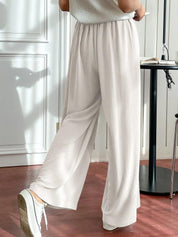 Kotty Women Solid High-Rise Flowy Pants with Elasticated Waist