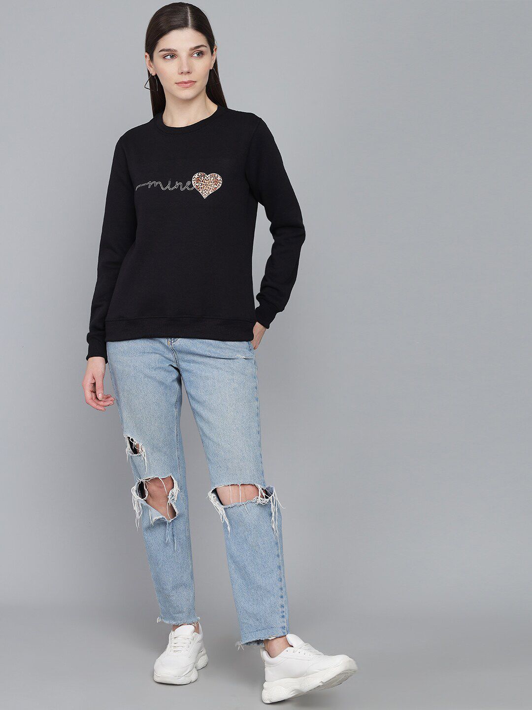 Kotty Woman Black Printed Sweatshirt