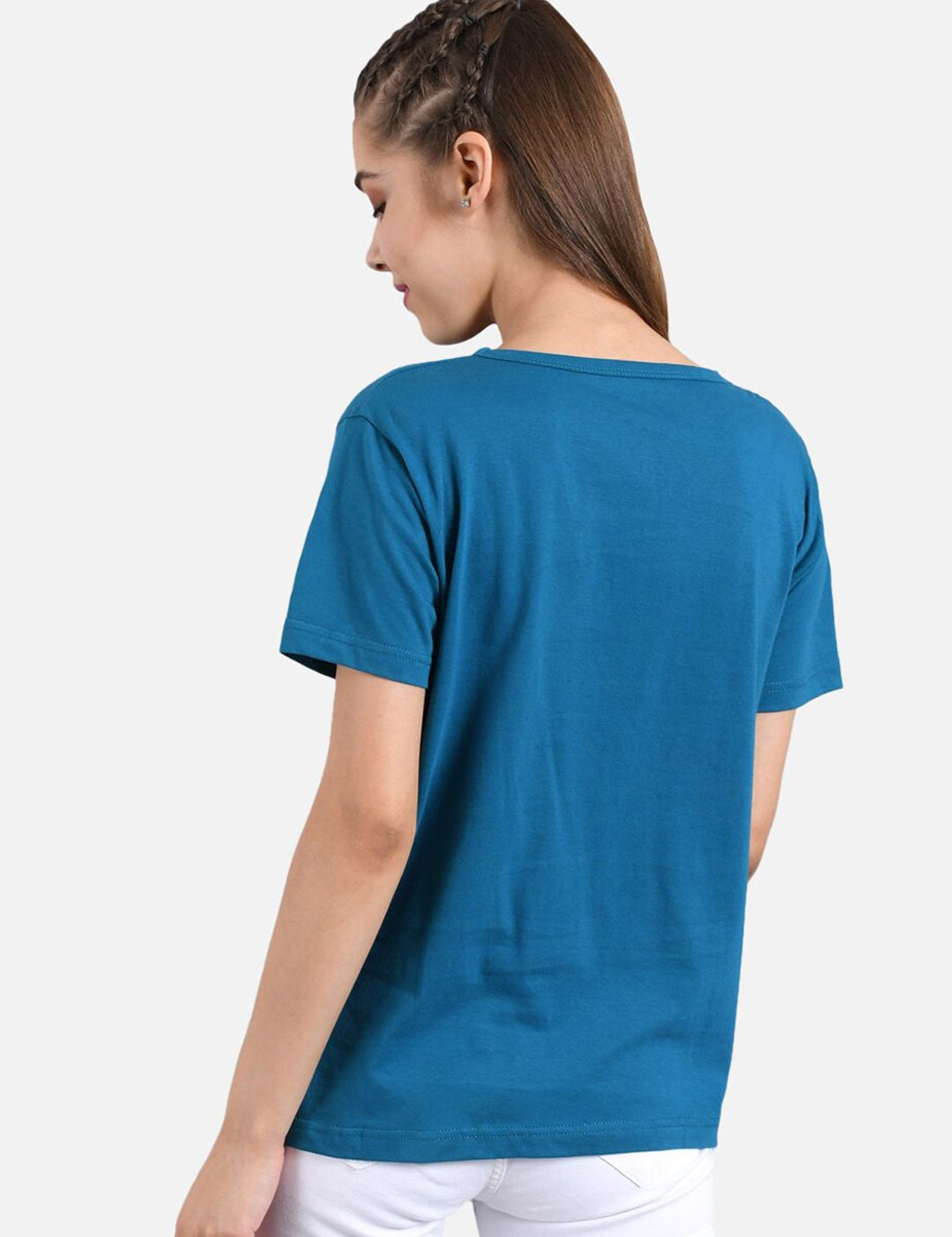 Kotty Women Blue Printed Round Neck T-shirt
