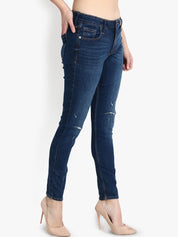 Kotty Women Blue Skinny Fit Mid-Rise Mildly Distressed Jeans