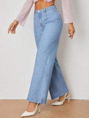 Kotty Women Wide Leg High-Rise Clean Look Stretchable Jeans