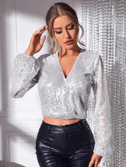 Kotty Embellished Puffed Sleeve Crop Top
