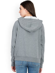 Kotty Women Grey Solid Hooded Sweatshirt